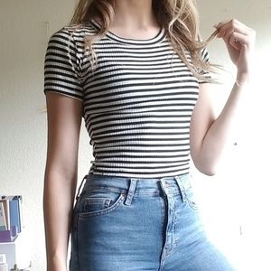Black and White Stripped Crop Top